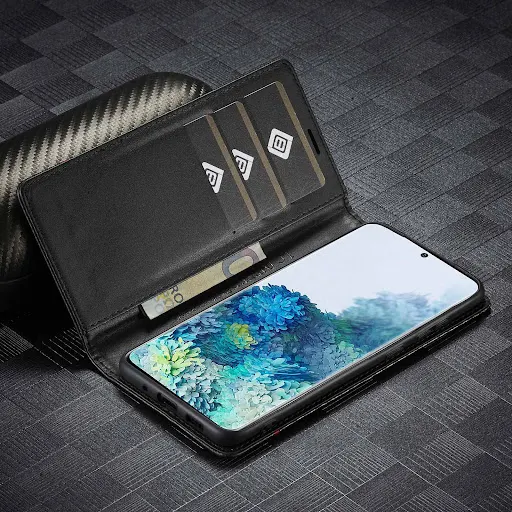 Title 5, Carbon Fiber Patterned Wallet Leather Case, Car...