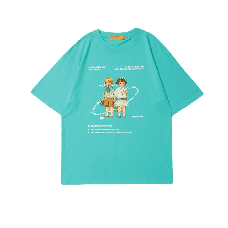 Summer Retro Trend Portrait Printing Short-Sleeved T-Shirt Men And Women Niche Trendy Brand Bf Casual Loose Wild Couple — photo 2