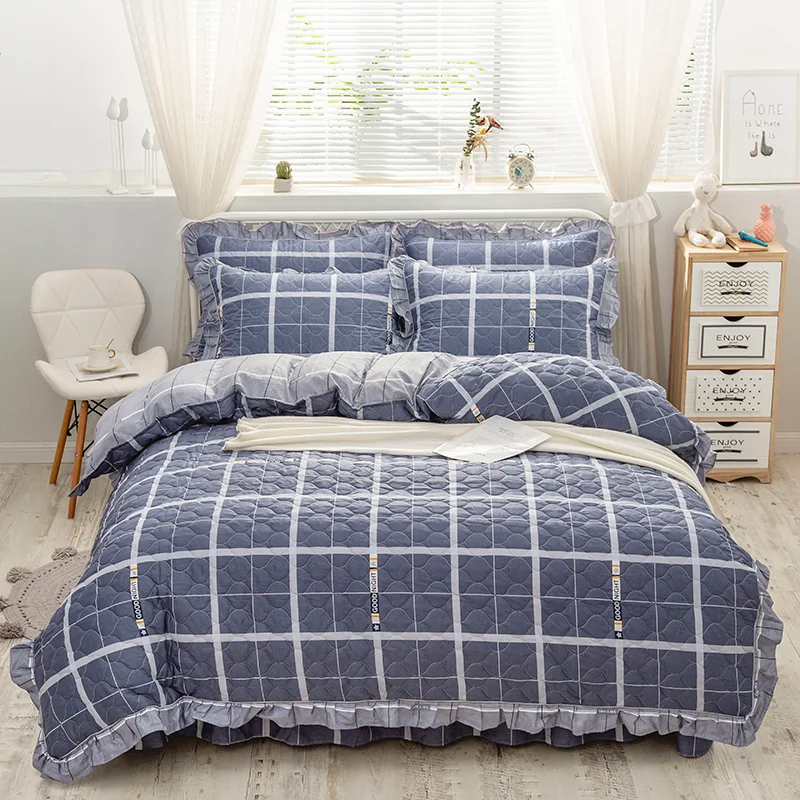 Title 4, Four-piece Padded Cotton Anti-slip Bed Skirt pr...