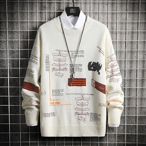 Title 4, Round Neck Sweater Men Youth Popular Printing K...