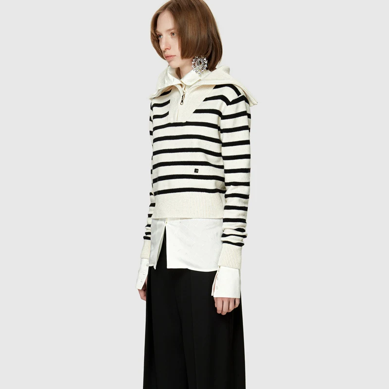 Title 11, Damesmode casual trui met halve rits en revers ...