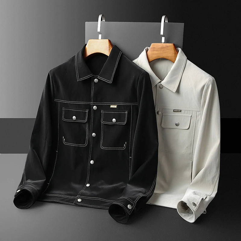 Title 3, Spring New Mens Lapel PU Leather Jacket Stylis...