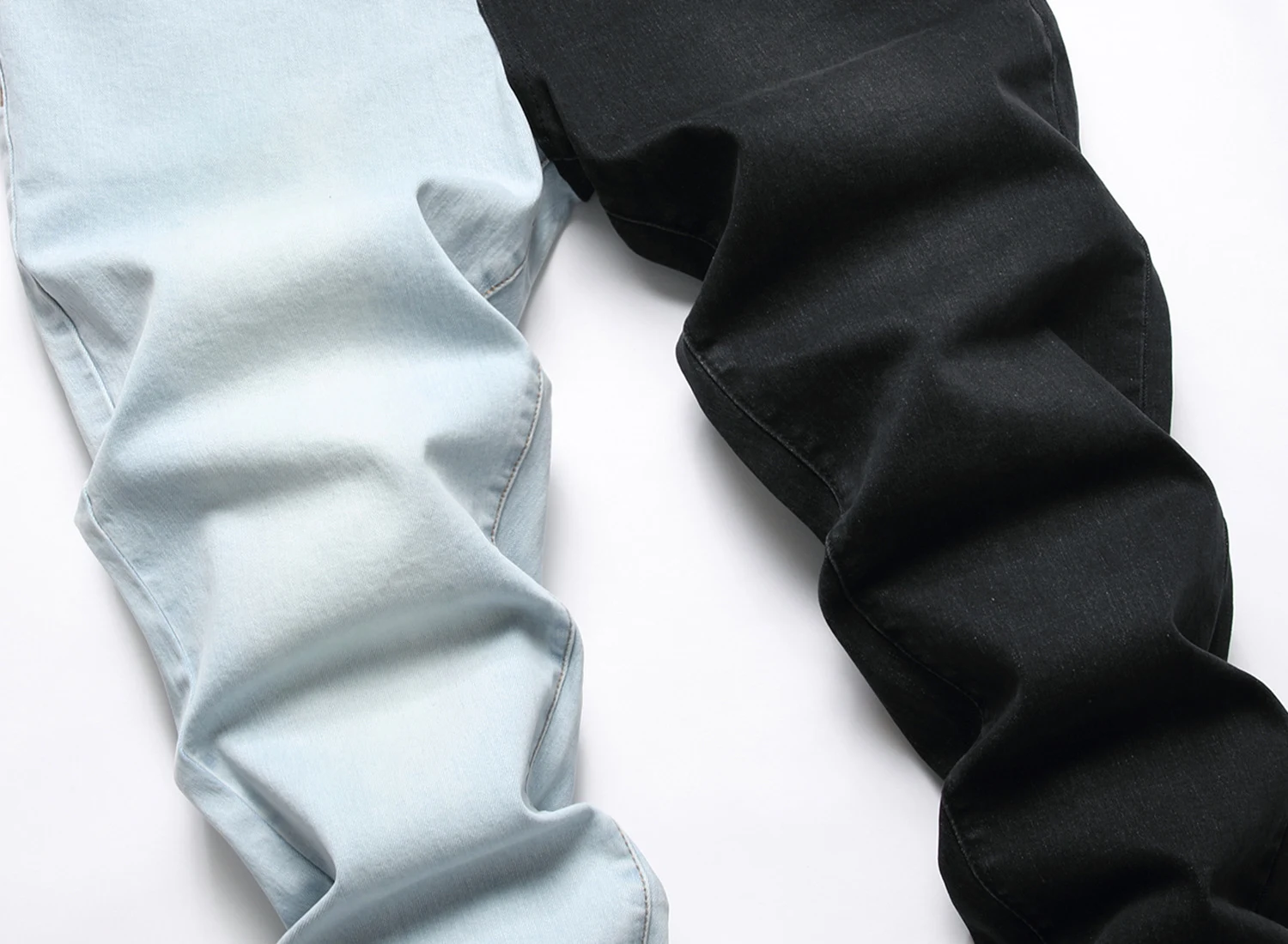 Heren jeans met twee kleuren, trendy stretch en fashion stiksels — foto 3