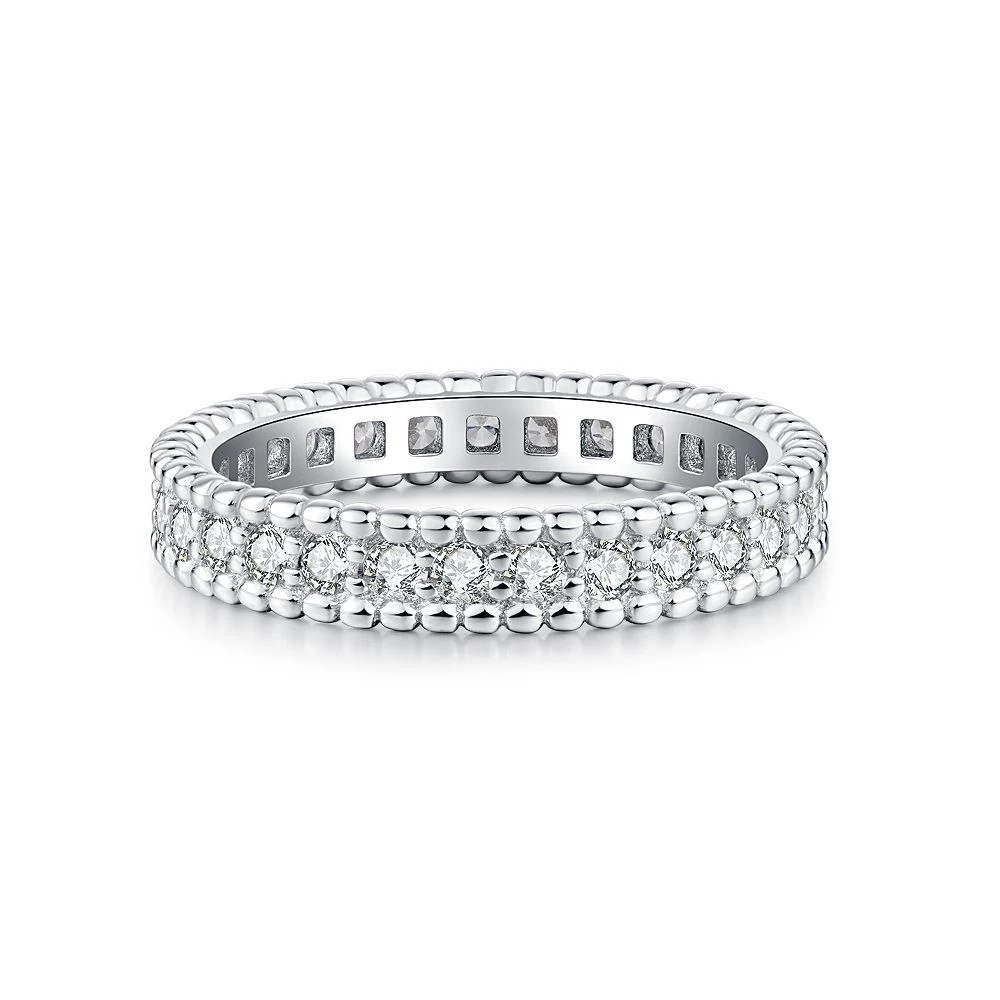 Anel S925 de prata esterlina com diamantes completos, estilo europeu e americano. Joia elegante e brilhante para mulheres. — foto 5