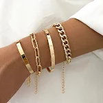 Pulseira Punk Com Cadarços Corrente Letras LOVE Conjunto Quatro Peças. Adicione um toque rebelde e estiloso ao seu visual. Perfeita para presentear. — foto 7