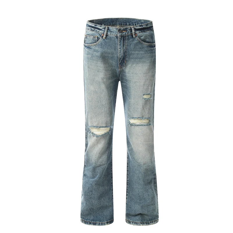 Amerikaanse stijl losse ripped jeans voor heren en dames. Casual comfort en een trendy uitstraling. Shop nu de perfecte jeans voor jou! — foto 9