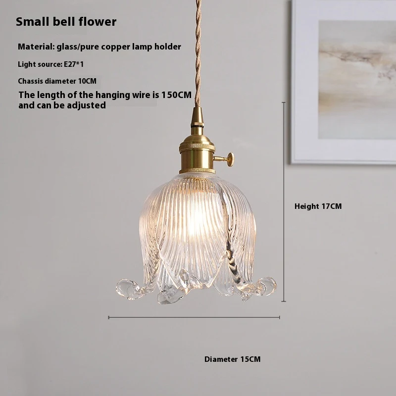 Retro Nordic Brass Glass Small Droplight for Restaurants and Bedside. Unique, Creative, and Simple design provides a mod — photo 3