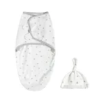 Toalha de algodão para bebê com gorro, saco de dormir anti-susto para enrolar, promove sono tranquilo e seguro, perfeito para recém-nascidos. — foto 7