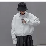 Men's loose white long sleeve shirt. Offers comfort and style for any occasion. Breathable fabric, relaxed fit, and vers — photo 3