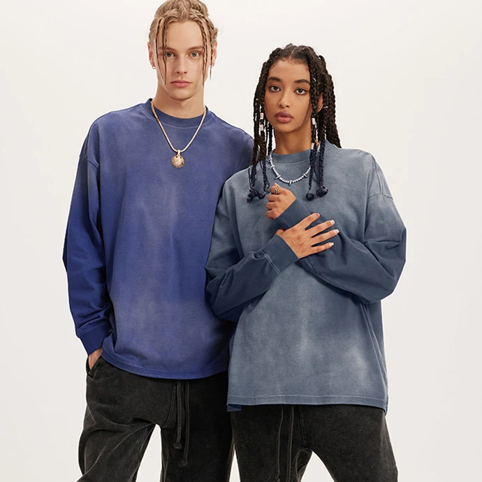 Retro Distressed Couple Long Sleeve Loose T-shirt, comfortable and stylish for everyday wear, a relaxed fit perfect for — photo 1