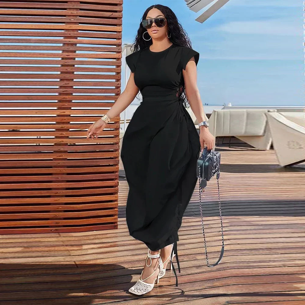 Title 12, Womens Clothing Round Neck Waist Trimming Bud ...