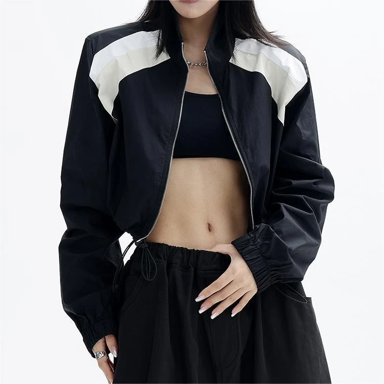Contrast Standing Neck And Waist Up Sports Casual Top, offering comfort and style for workouts, everyday activities, and — photo 2