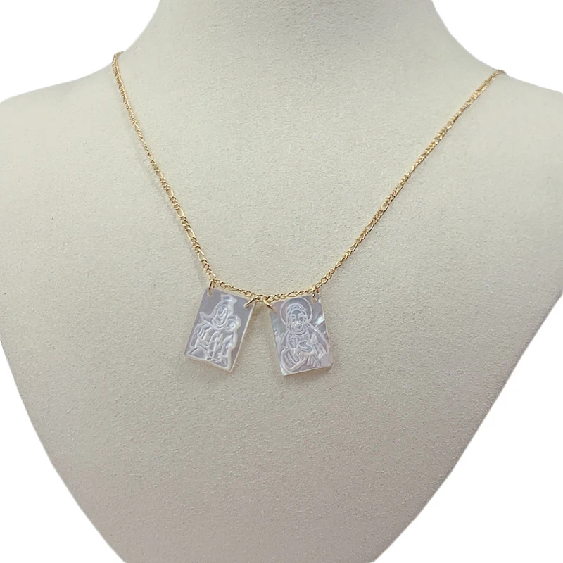 Colar com pingente de Virgem Jesus e corrente Figaro feminino Ornamento de moda elegante e religioso Jóias para mulheres — foto 3
