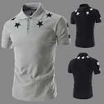 Camisas de fondo de impresión estrella de cinco puntas a la moda de las mangas cortas — foto 2