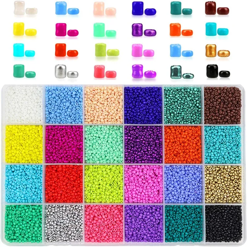 Title 5, 24000 Pcs Glass Seed Beads 2MM Small Beads for ...