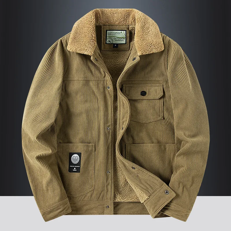 Cappotto in Velluto a Coste Uomo Inverno Ispessimento Giacca Calda e Spessa Capospalla Invernale Resistente al Freddo Comfort e Stile Classico — foto 12