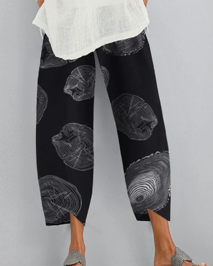 Title 6, Womens Fashion Loose Annual Ring Printed Elast...