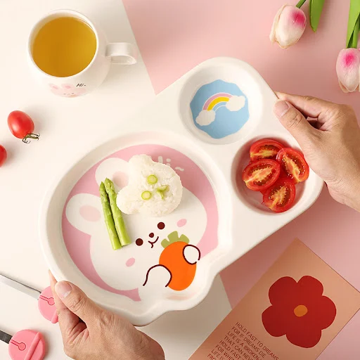 Title 6, Cute Rabbit Childrens Tableware Set Dinner Pla...