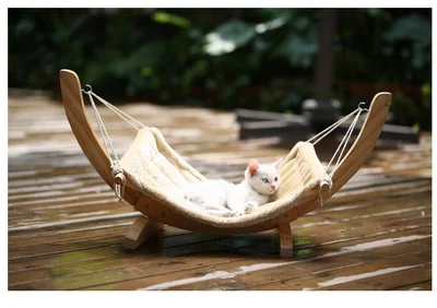 Wooden Cat Hammock Bed – A Cozy and Stylish Sleeping Space for Your Feline Friend. Provides Comfort, Security, and a Rel — photo 3