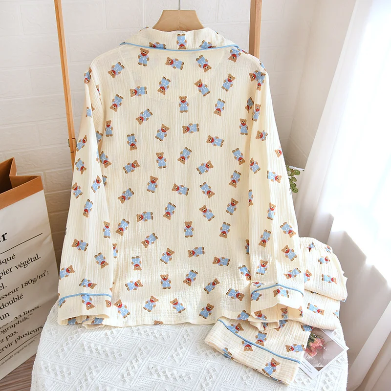 Title 16, Crepe Cotton Pajamas Womens Long-sleeved Trous...