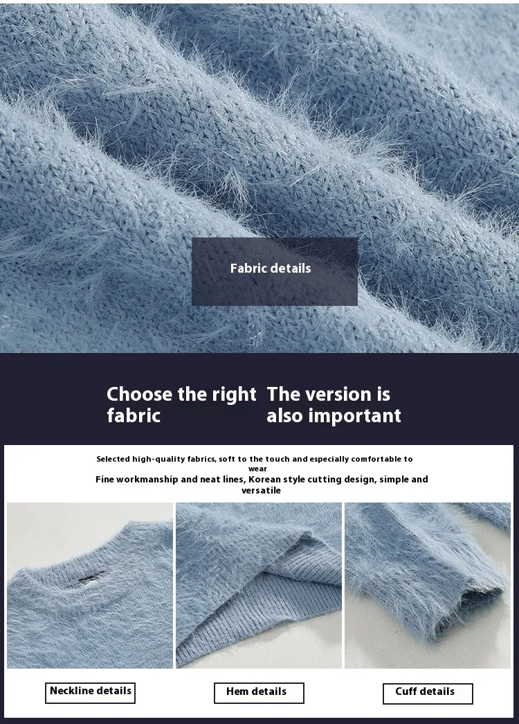 Title 2, Mohair Solid Color Mens Sweater Winter Thick R...