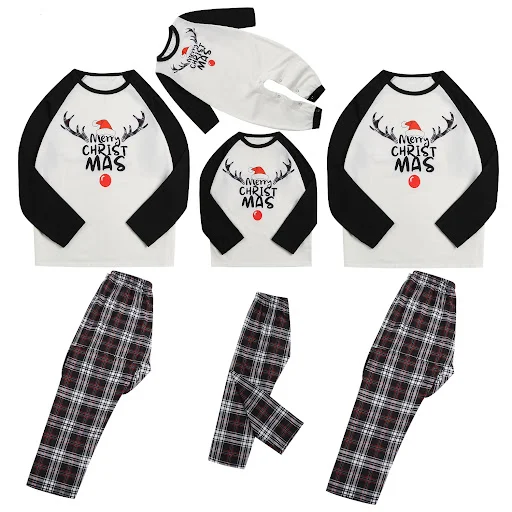 Title 3, Conjunto de pijama natalino com estampa de alce...