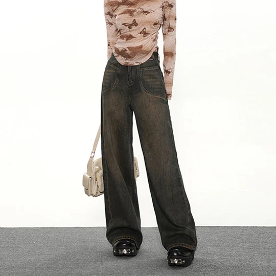 Women's American Vintage Wide Leg Pants, loose fit, high waist. Comfortable and stylish, perfect for a relaxed and fashi — photo 2