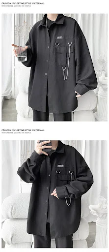 Title 4, Camisa comprida solta com pingente, ampla e lev...