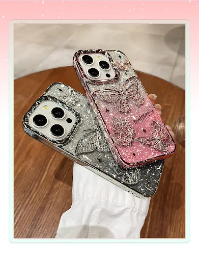 Title 6, New Butterfly Glitter Anti-fall Phone Case. Sty...