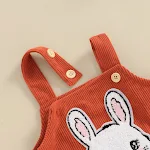 Macacão Infantil de Veludo Cotelê com Bordado de Coelhinho de Páscoa, Roupa de Bebê Fofa, Estilo Cartoon, Perfeito para a Páscoa — foto 14