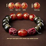 Pulseira de contas da sorte dos Cinco Deuses da Riqueza Zodíaco Ouro Obsidiana Rosário portátil prosperidade — foto 18