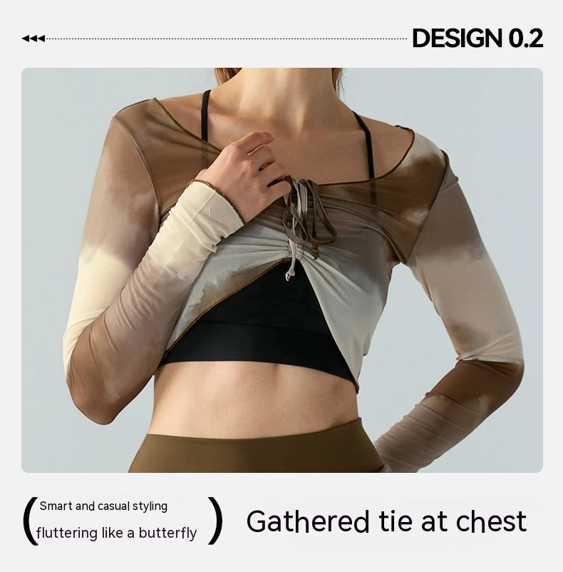 Title 6, Top Printed Mesh Long Sleeve Sports Blouse For ...
