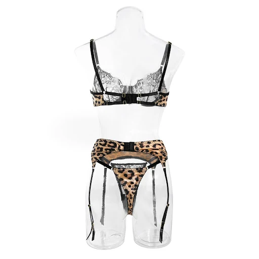 Title 9, Conjunto de lencería sexy de tres piezas con es...