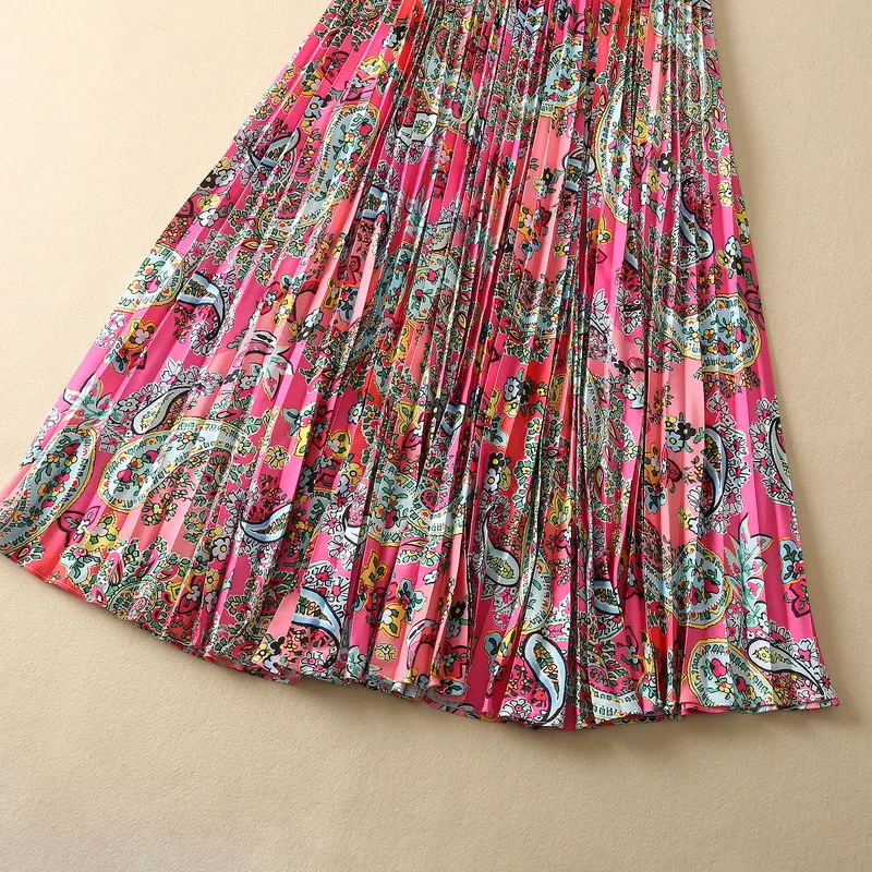 Title 10, Cashew Floral Oversized Bell Sleeve Pleated Dress
