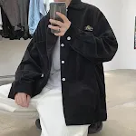 Autumn Corduroy Long-sleeved Shirt Men's Korean Version Trend Embroidered Jacket. A stylish, loose fit jacket perfect fo — photo 3