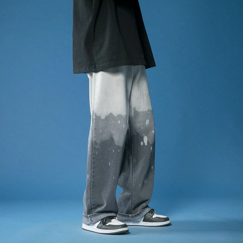Men's Wide-leg Tie-dye Gradient Denim Casual Pants offer a comfortable and stylish everyday look, perfect for casual wea — photo 3