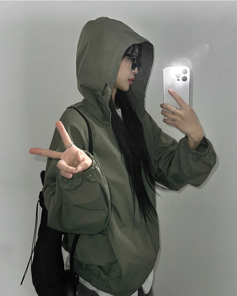 Title 7, Jaqueta com capuz estilo coreano BM simples e b...
