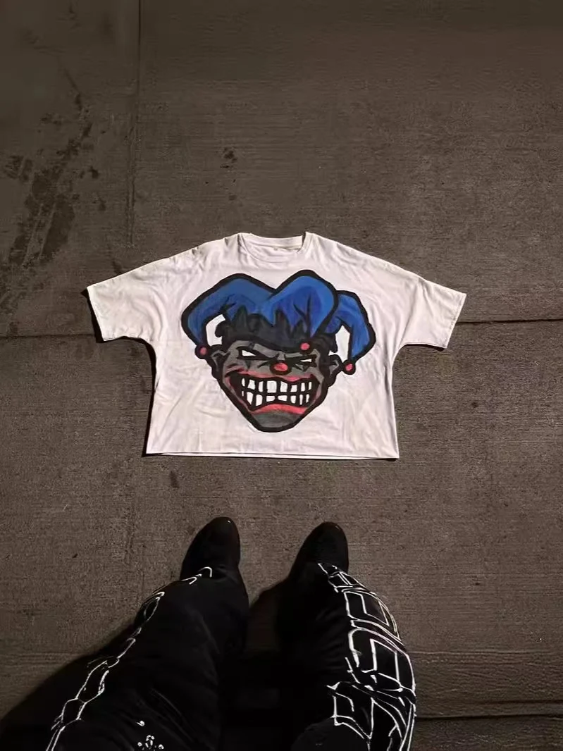T-shirt girocollo casual con stampa di cartoni animati Hip Hop Harajuku manica corta gotica — foto 12