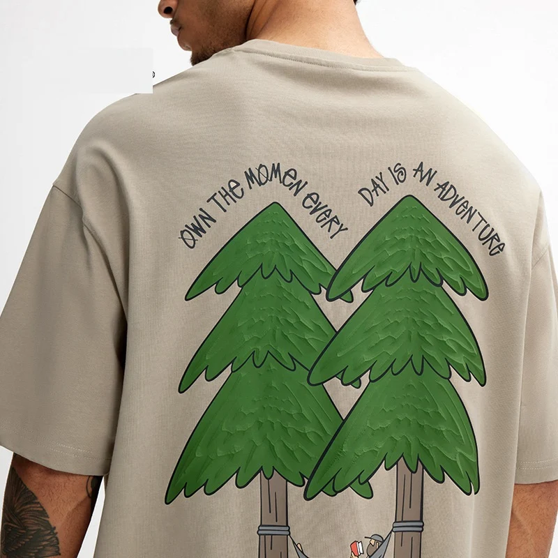 Pine Puff Print T-shirt Casual Puur Katoen Dagelijks Comfort Ademend en Zacht Uniek Design Perfect voor een Ontspannen en Stijlvolle Look — foto 6