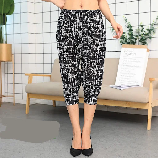 Title 10, Printed Cage Pants Plus Size Thin Ice Silk Elas...