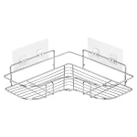 Stainless Steel Perforated Free Corner Shelf Bathroom WashRack Toilet Wall Suction Kitchen Organizer Storage — photo 1