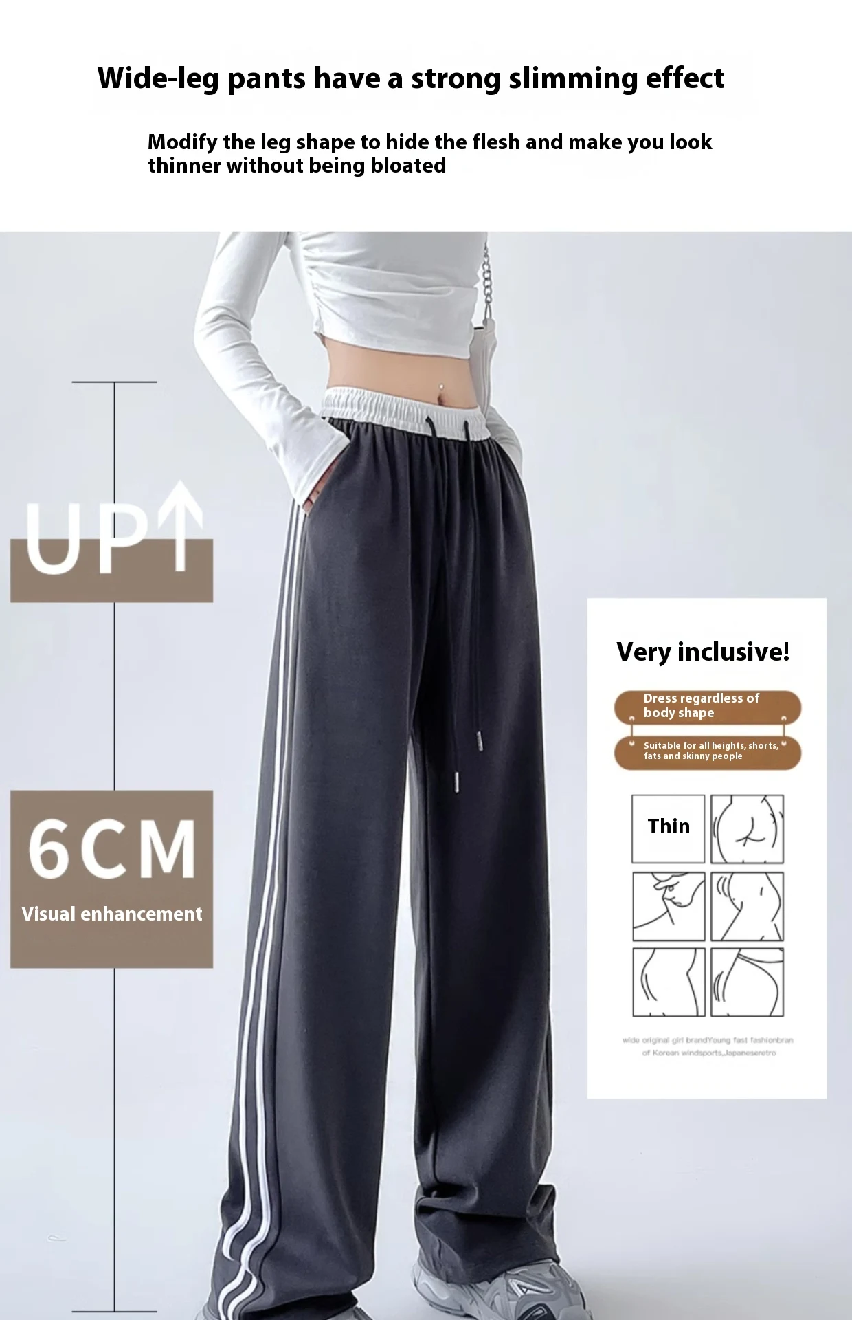 Title 7, Black Sweatpants Womens Spring and Autumn High...