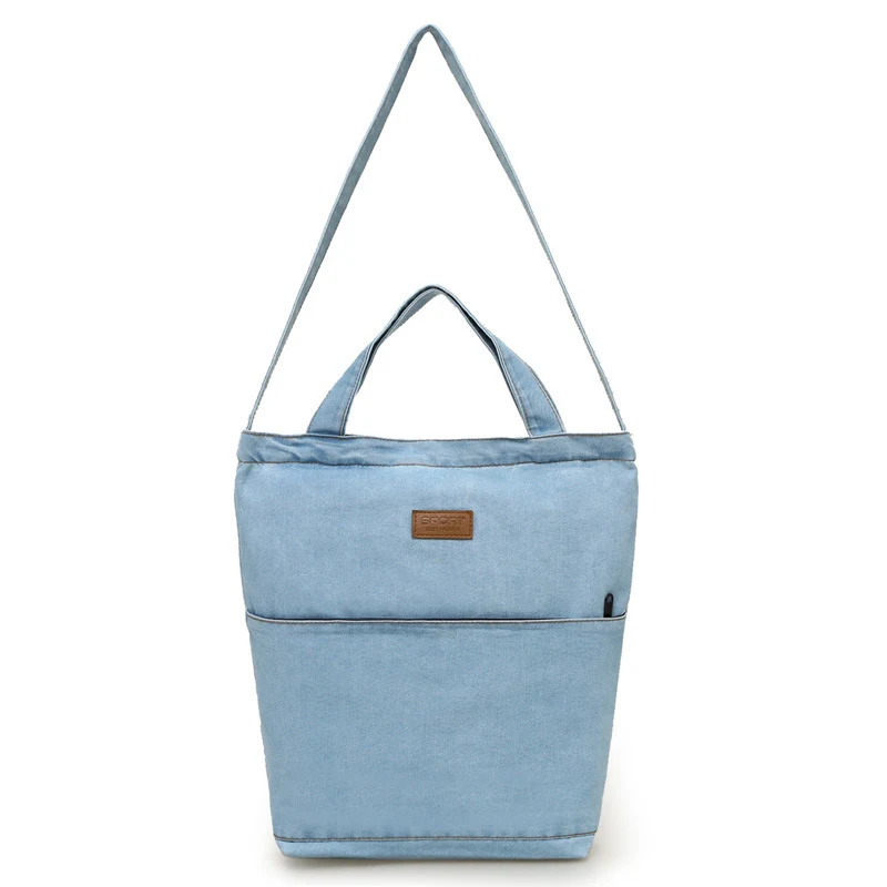 Retro schoudertas canvas denim voor winkelen, ruim en duurzaam, perfect voor dagelijks gebruik, combineert vintage stijl en functionaliteit. — foto 7