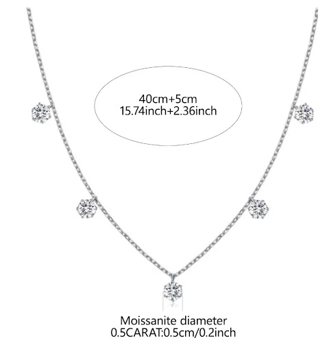 Title 1, S925 Zilveren Moissanite Sterren Sleutelbeenket...