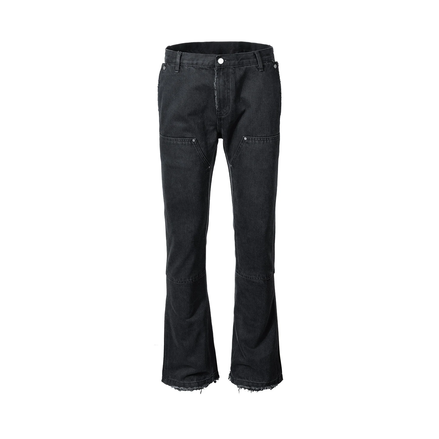 Black Micro Flared Wide Leg Jeans for women, offering comfort and style. Flattering fit, versatile for any occasion, a w — photo 6