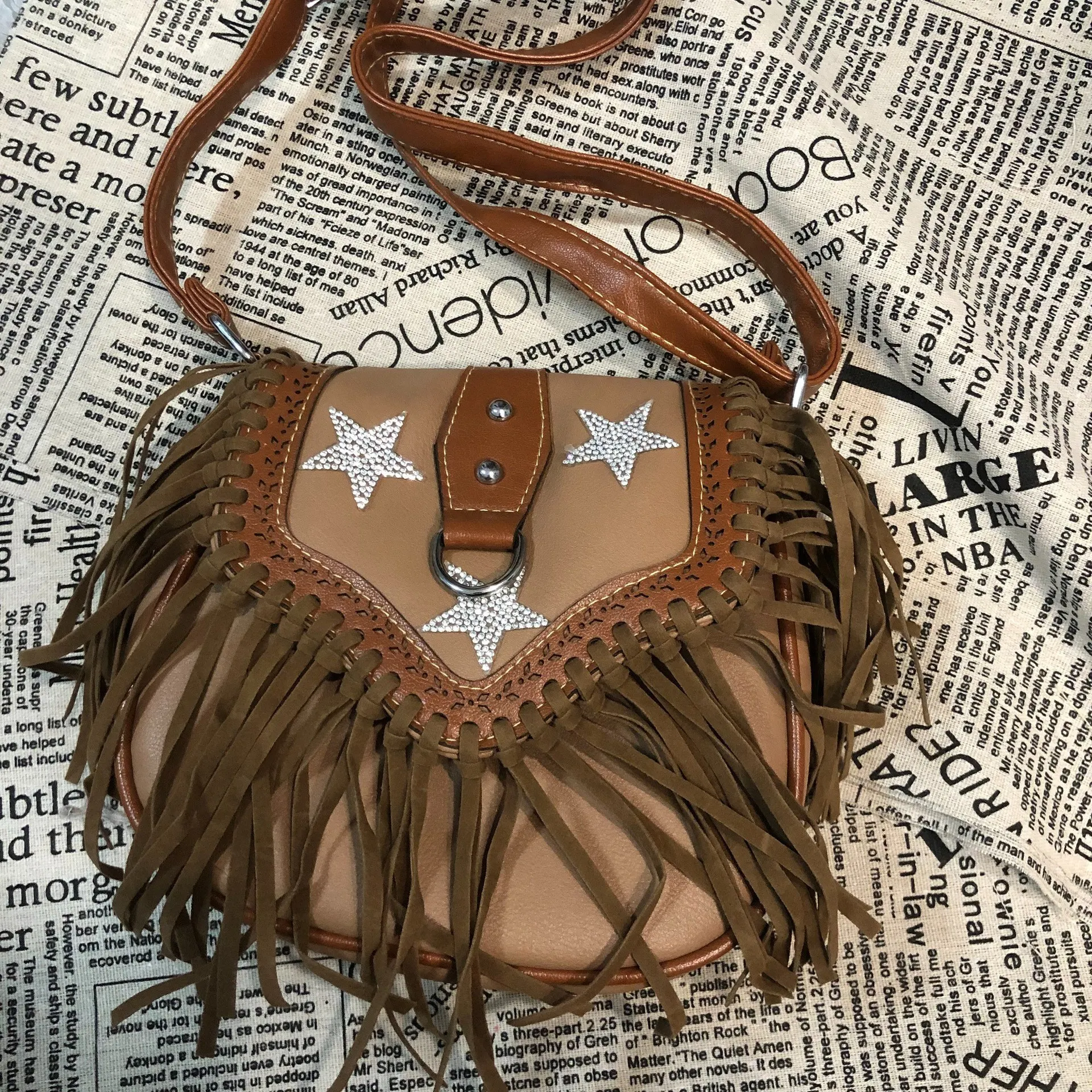 Bolso bandolera con lentejuelas y borlas Retro Minority Estrella de cinco puntas para un toque chic y llamativo. ¡Ideal para llevar tus imprescindibles! — foto 4