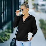 Moletom com capuz de manga longa feminino Conforto e estilo para o inverno Peça versátil para diversas ocasiões Ideal para looks casuais e confortáveis Combine com calças jeans ou leggings — foto 5