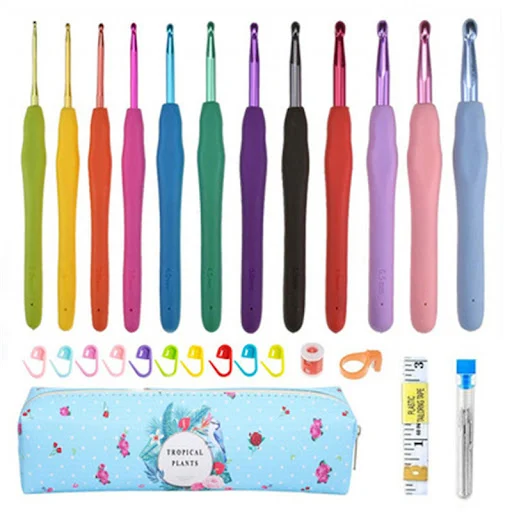 Title 3, Crochet Knitting Tool Set 12 Color Heads TPR So...