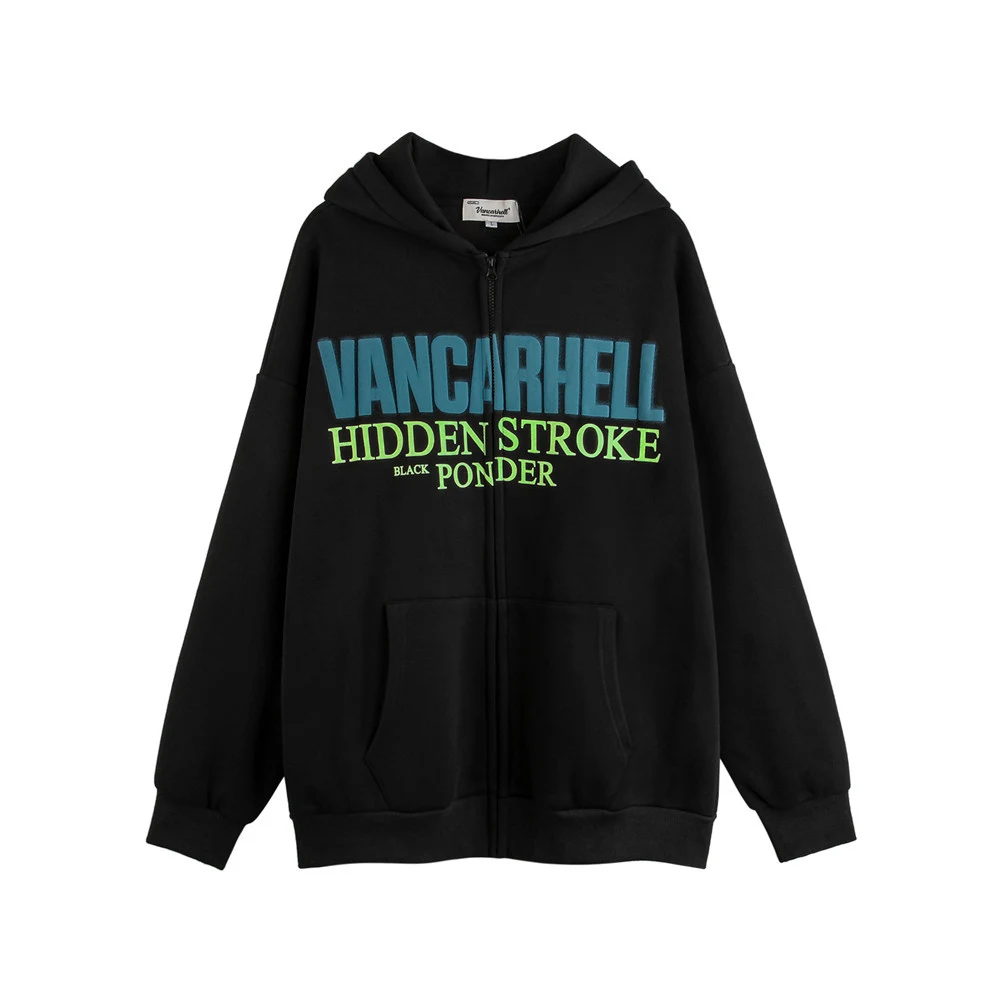 Casaco com capuz de fleece com letras estampadas, ideal para aquecer e dar estilo ao seu inverno, confortável e moderno para mulheres. — foto 7