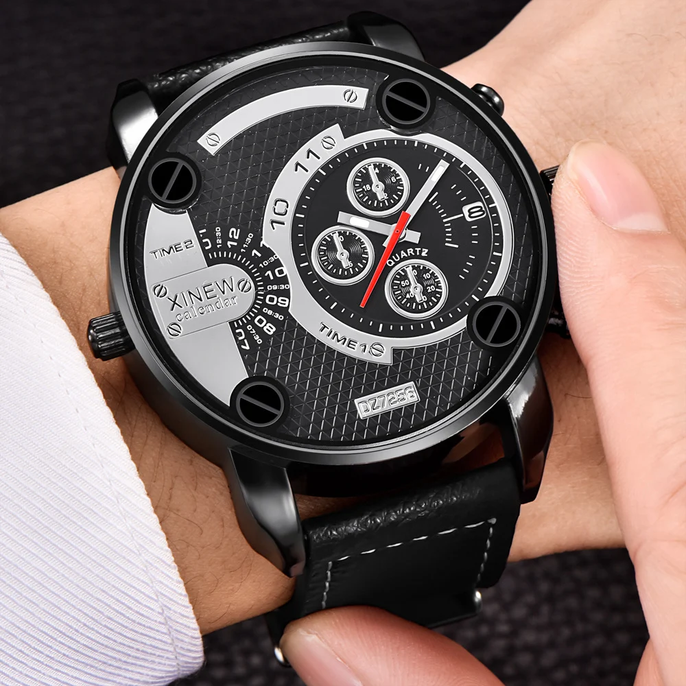 Relógios Masculinos Grandes e Baratos de Couro com Data – Presente Perfeito de Moda para Homens, Design Elegante e Funcional — foto 5